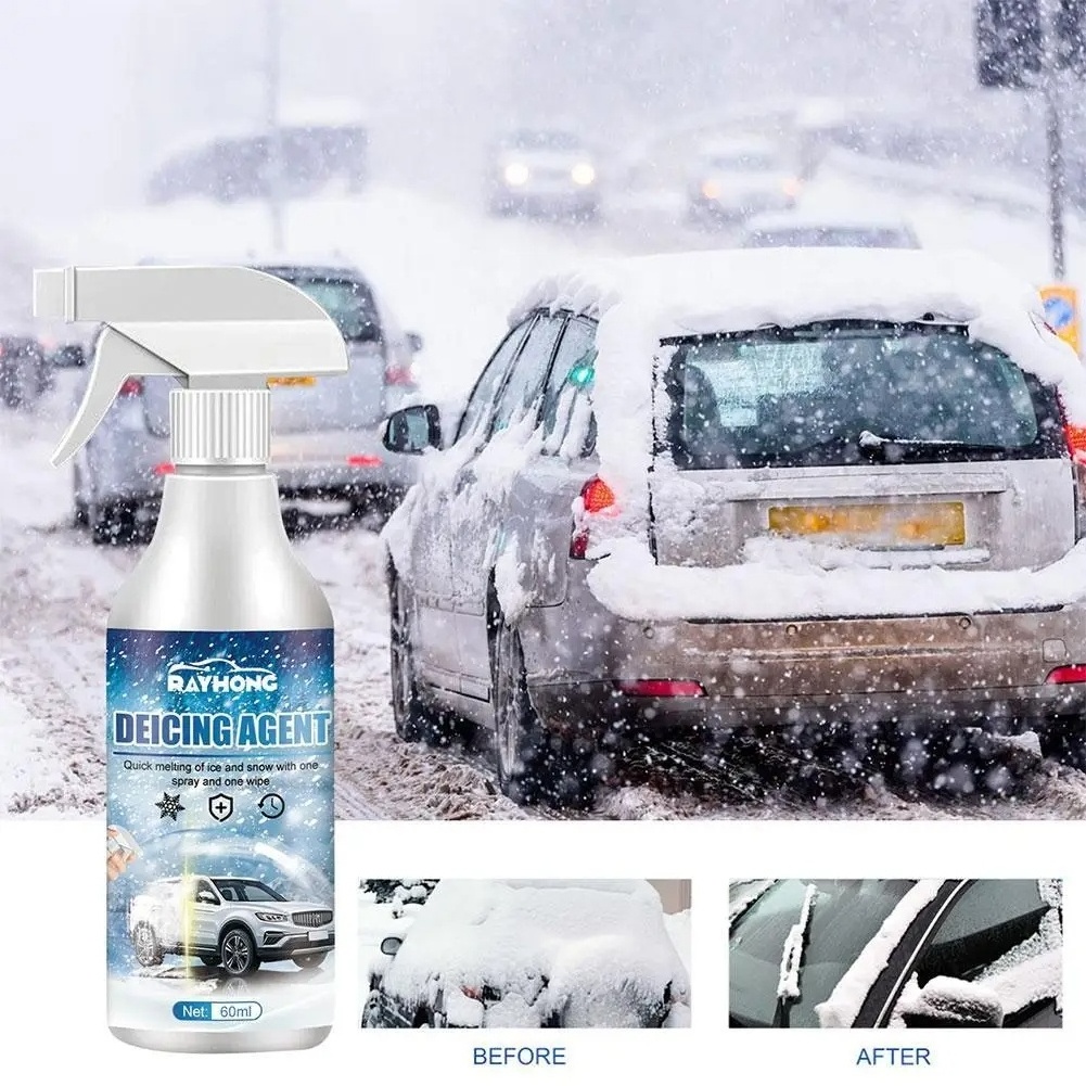 60ml Snow Melting Spray Ice Remover Spray Snow Melting Defrost Liquid For Windows Anti-Icing Frost Protection anti icing