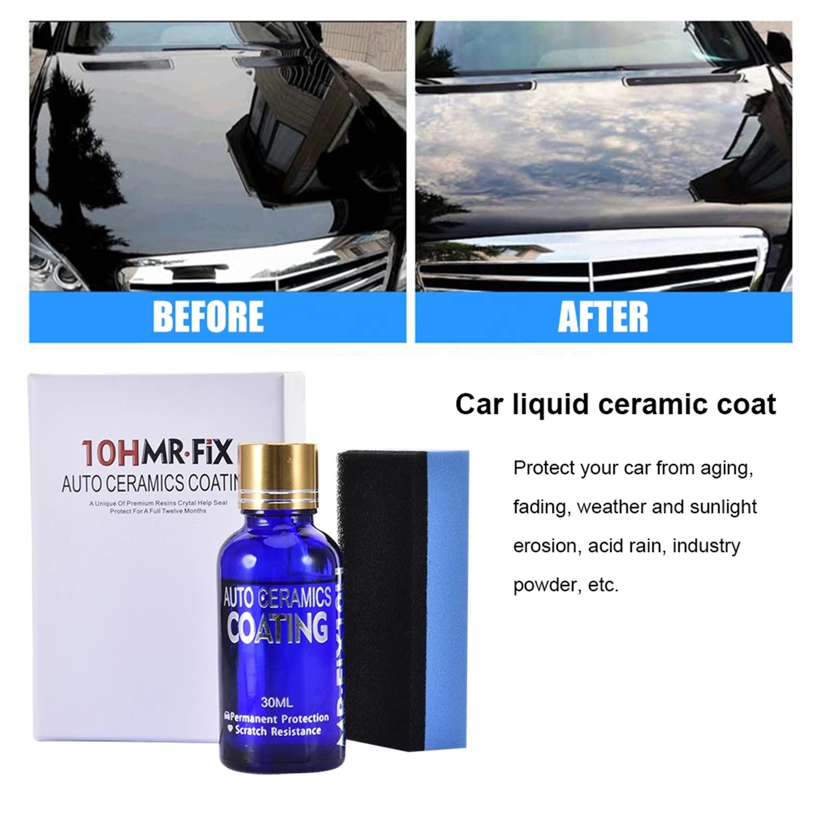 30/50ml Car Coating Car Polish Liquid Ceramic Coat 10H Anti-scratch Glass Auto Detailing Glasscoat Motorcycle Paint Car Styling