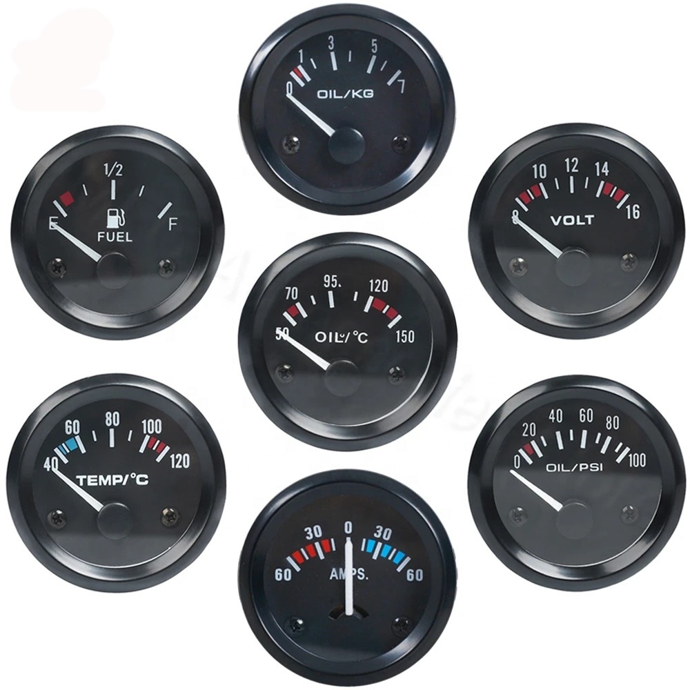 Water Temp Oil Pressure Volt Gauge 52mm Triple Gauge Kit Black/chrome Bezel Black/white Face With Temp Pressure Sensor