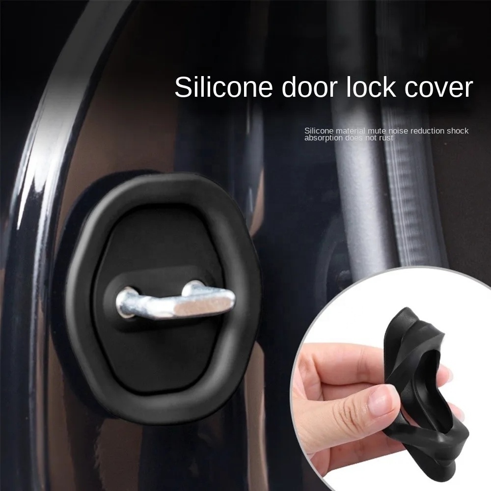 Silent Accessories Car Door Lock Buckle Protection Cover Black/White 1/4PCS Mute Damping Silicone Cushion Auto Door Lock