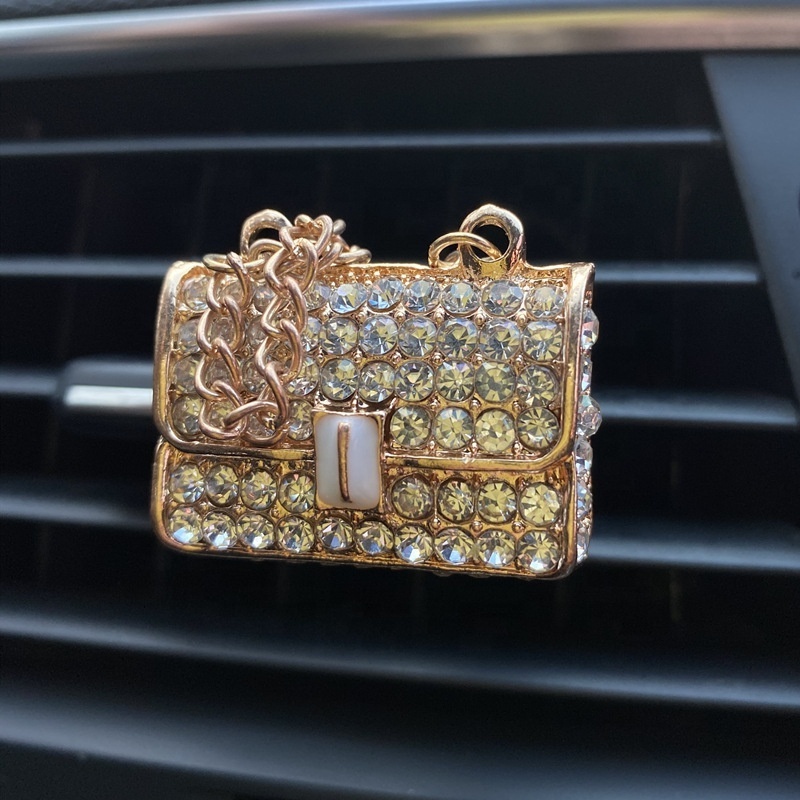 New Women's Crystal Shoes Bag Car Air Freshener Rhinestone High Heels Crown Air Vent Clip Perfume Automobile Decoration