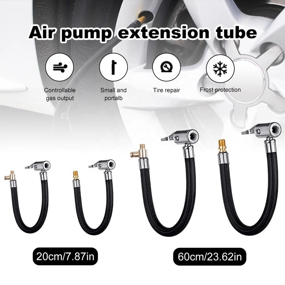 Inflatable Pump Extension Hose Car Pump Adapter Auto Compressor Tyre Fitting Kit Air Chuck Inflator Tube Valve Clip Clamp Adapte