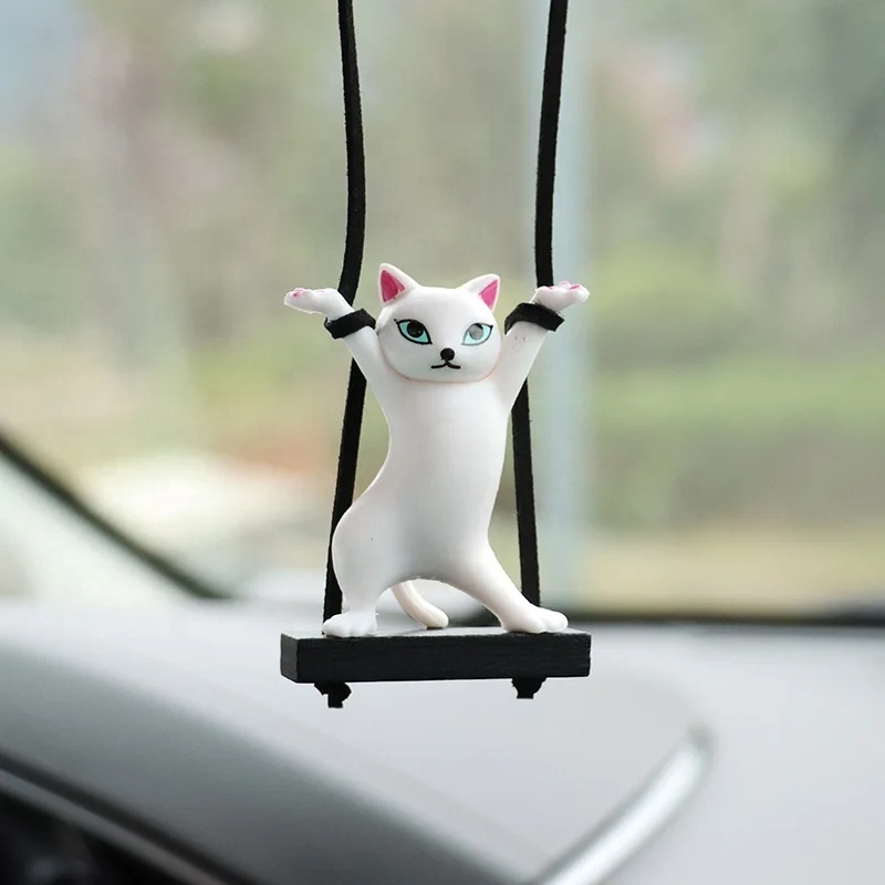 Car Pendant Creative Cute Branch cat hanging toys Rearview Mirror Pendant Car Interior Decoration Car Interior Accessories