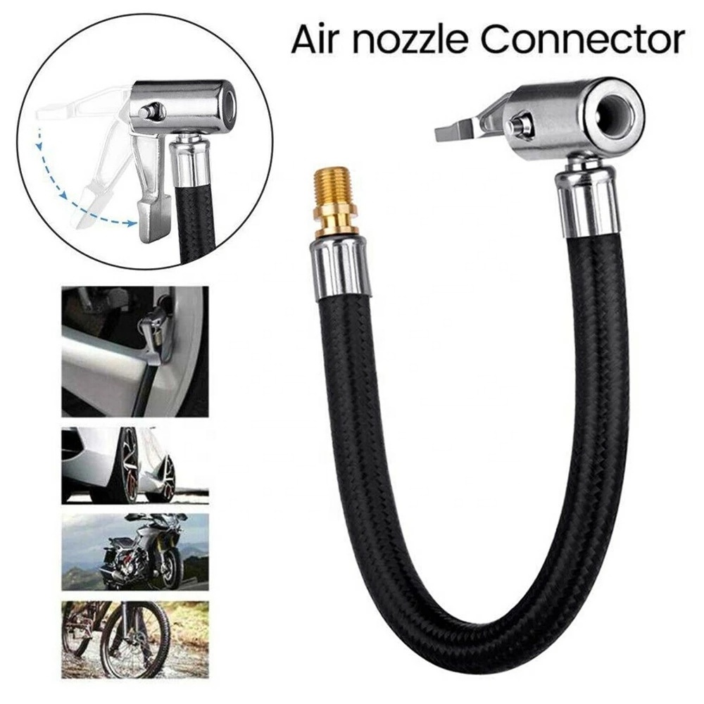 Inflatable Pump Extension Hose Car Pump Adapter Auto Compressor Tyre Fitting Kit Air Chuck Inflator Tube Valve Clip Clamp Adapte