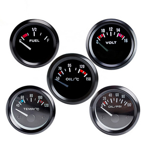 Water Temp Oil Pressure Volt Gauge 52mm Triple Gauge Kit Black/chrome Bezel Black/white Face With Temp Pressure Sensor