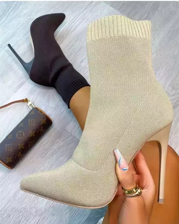 Size 36-43 Knitted Sexy Stiletto Over-the-knee Socks Women Winter Boots Women Thigh High Boots