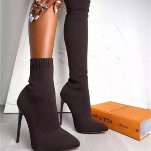 Size 36-43 Knitted Sexy Stiletto Over-the-knee Socks Women Winter Boots Women Thigh High Boots