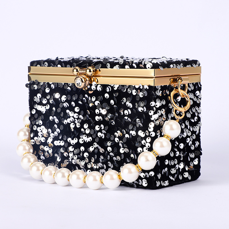 2022 Wallet Bling Square pearl chain handbag