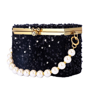 2022 Wallet Bling Square pearl chain handbag