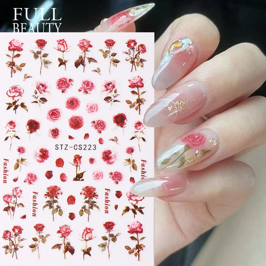 TSZS Nail Art Flower Daisy Embossed Stickers Nail Sliders Simple Floral Design Elegant Self Adhesive Nail Art Decals Decoration