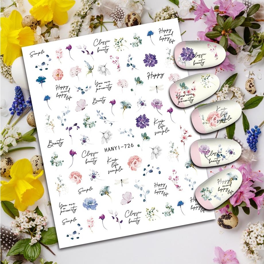 TSZS 2024 New Hot Selling Flowers Nail Stickers 3D Self-Adhesive Spring Summer Back Glue Fashion Nail Decals