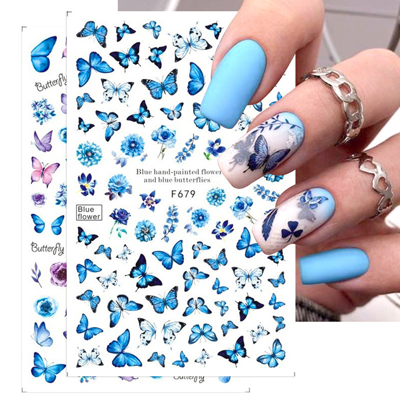 TSZS Wholesale Japanese Style Butterfly Flower Nail Decals 3D Art Waterproof Self Adhesive Nail Stickers Manicures Decorations