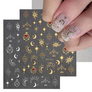 TSZS New Design Bronzing Heart Stickers for Nails Gold Silver Star Moon Nail Adhesive Sliders DIY Nail Art Decals Accessories