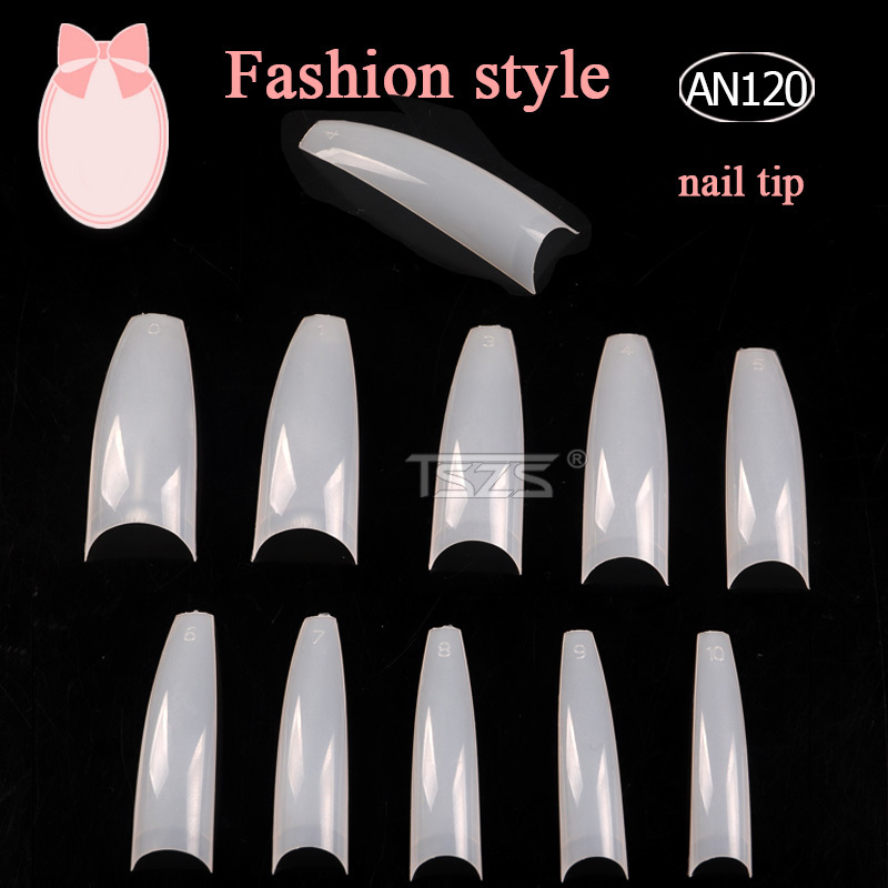 TSZS Long Coffin 500PCS Nature Nail Tips Half Cover False Acrylic Nails Nail Art Tips Artificial Fingers