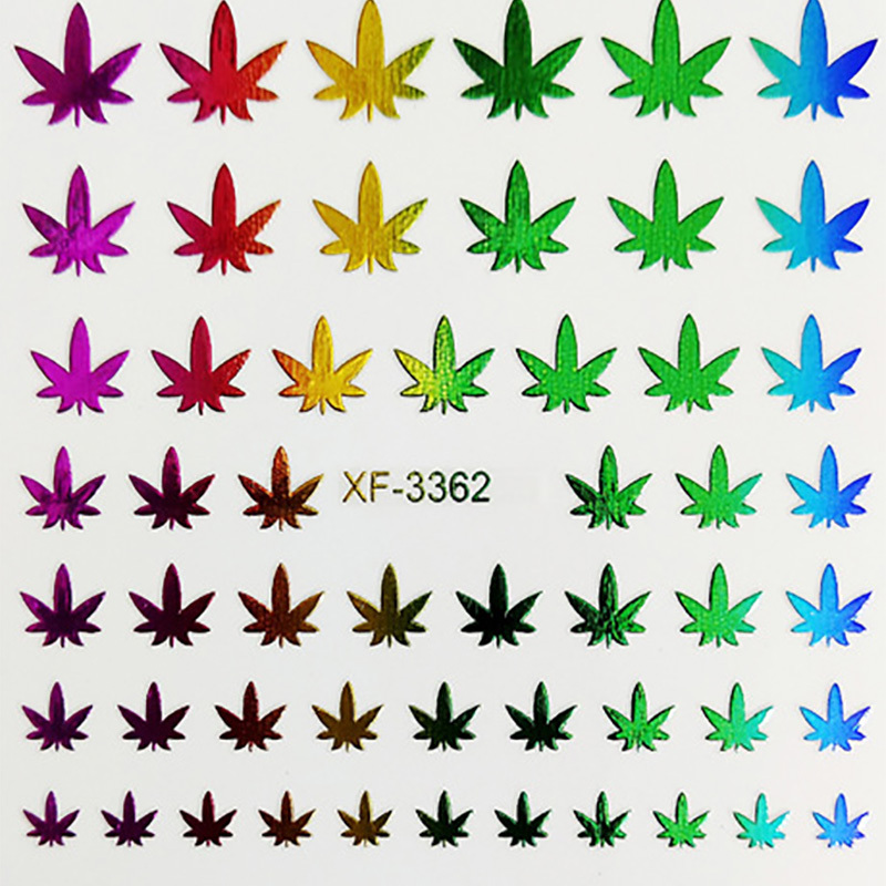 TSZS Colorful Autumn Nail Supplies 3D Maple Leaf Nail Stickers Fall Glitters Flakes Weed Leaves DIY Nail Art Decals