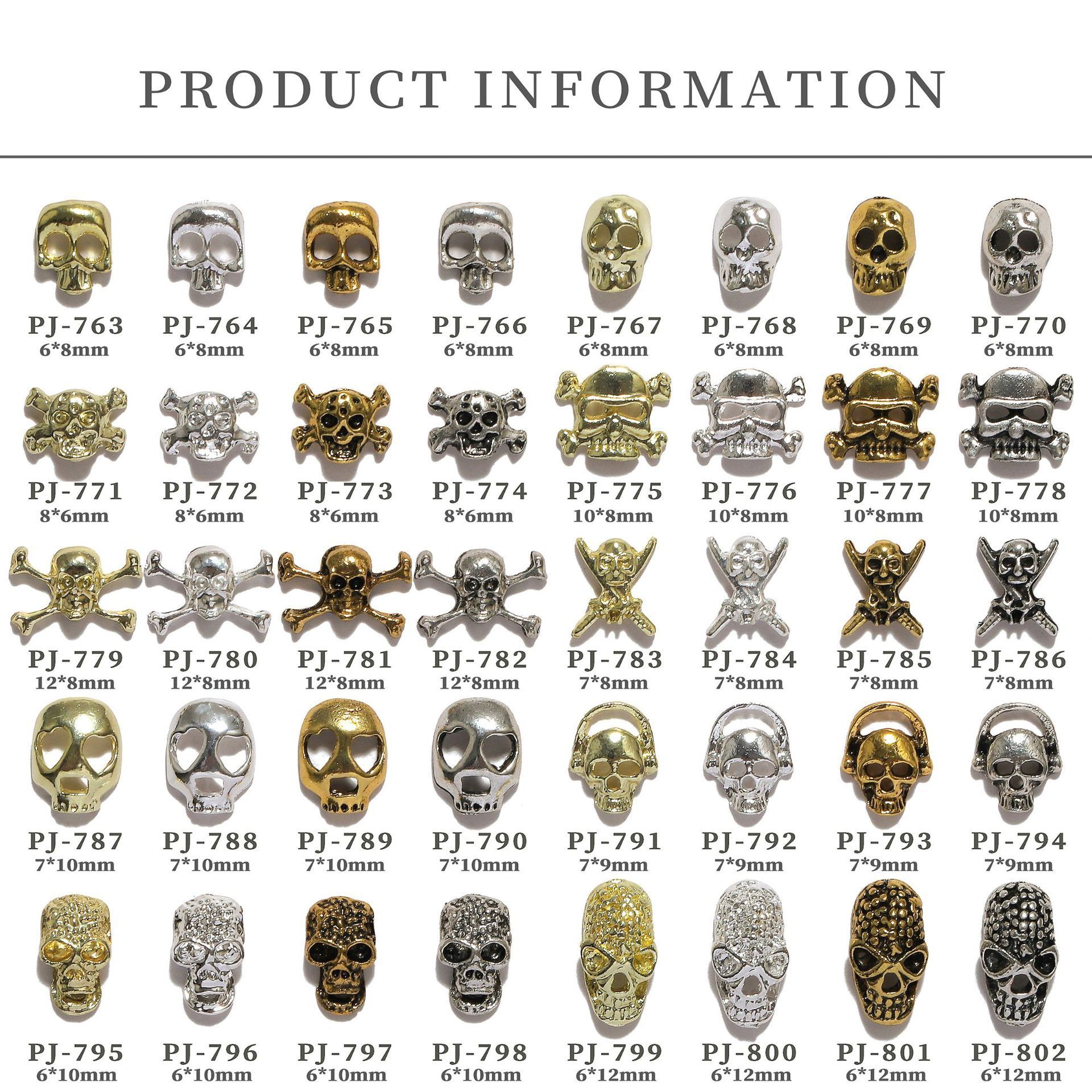 TSZS Wholesale New Halloween Metal Nail Accessories Retro Skull Ghost Alloy Nail Charms Nail Jewelry Decoration Supply Bulk