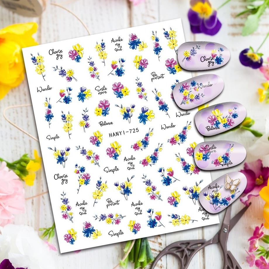 TSZS 2024 New Hot Selling Flowers Nail Stickers 3D Self-Adhesive Spring Summer Back Glue Fashion Nail Decals