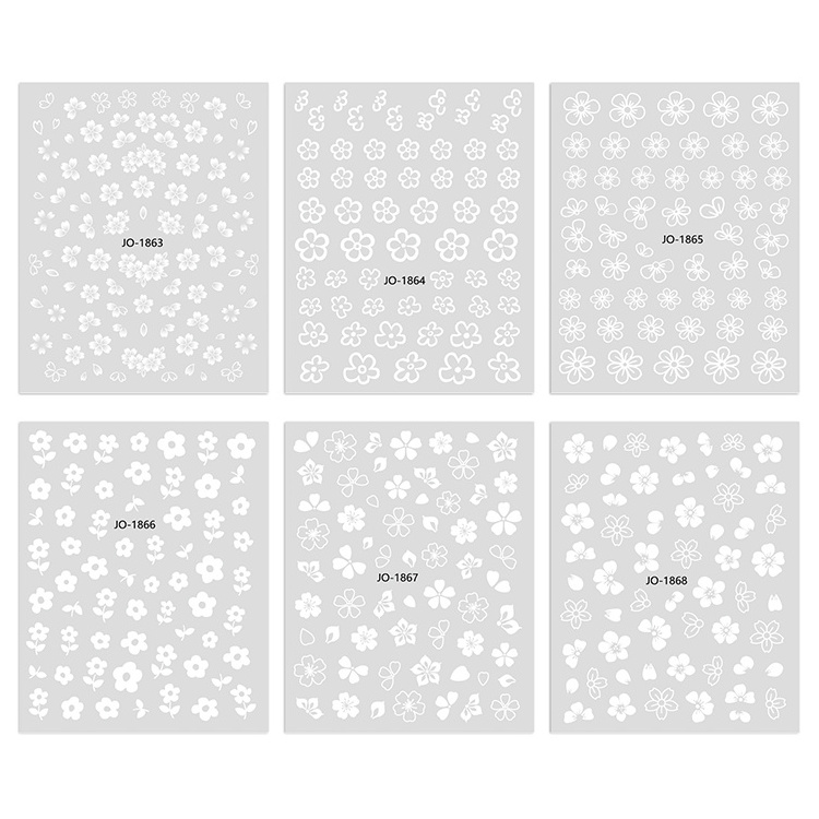 TSZS Ins Popular White Cherry Blossom Nail Art Stickers 3D Flowers Decor Nail Decals Self-Adhesive Daisy Nail Sticker