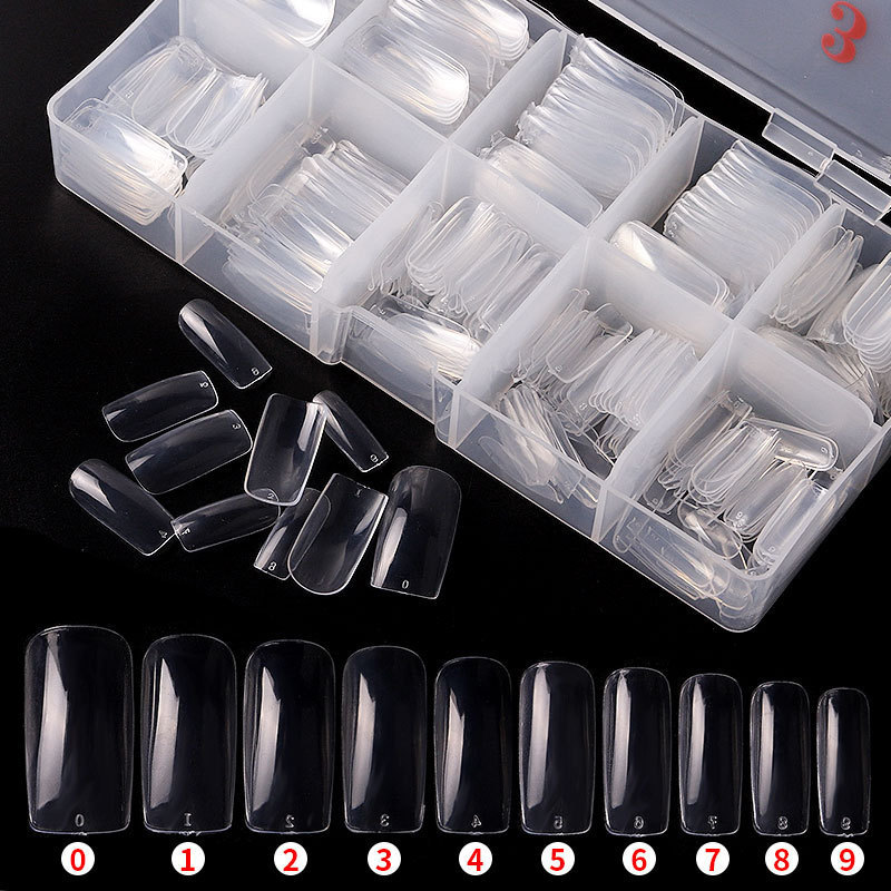 TSZS Professional 500pcs/Box Artificial Nail Tips Full Cover Nails Tips Acrylic Transparent Natural French Half Cover Tips