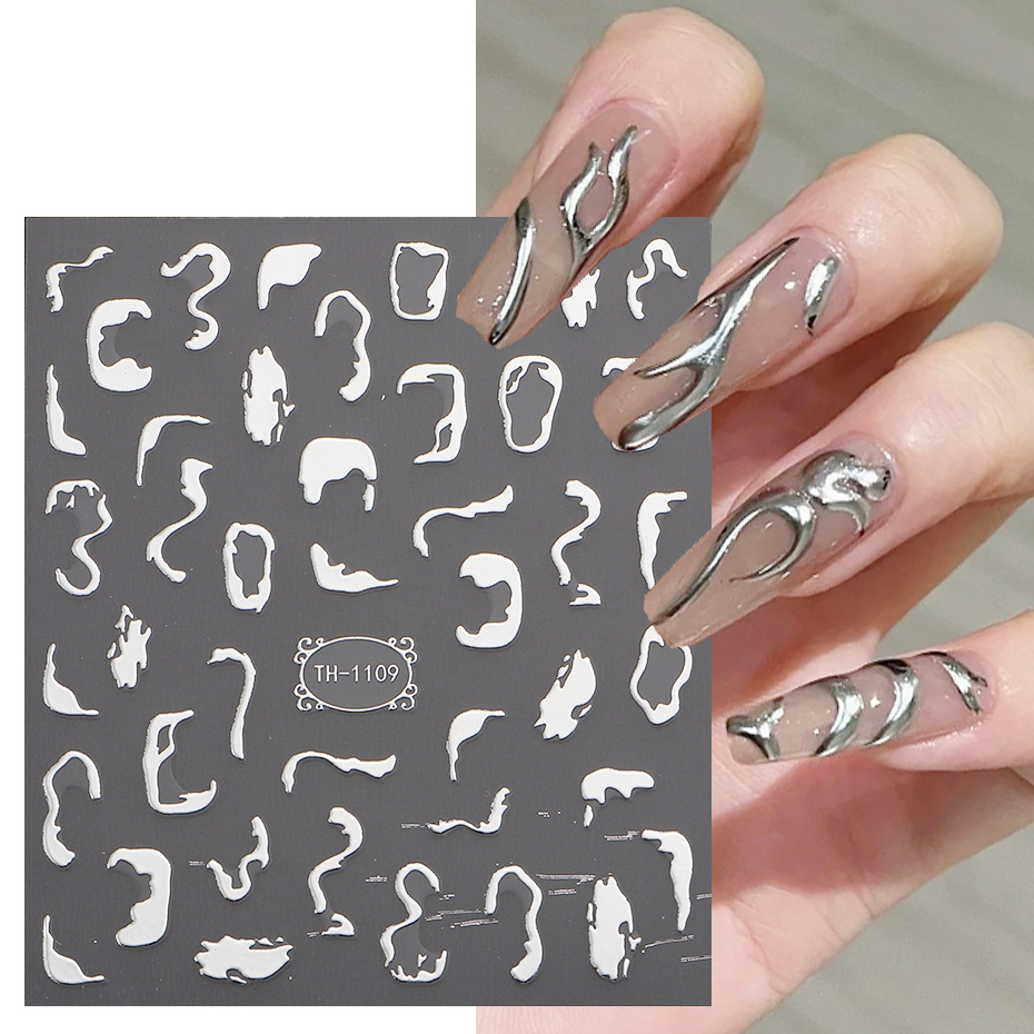 TSZS Metal Line Nail Stickers 3D Sliver Gold Thorns Vine Curve Stripe Lines Tape Sliders Manicure Adhesive Gel Nail Art Decals