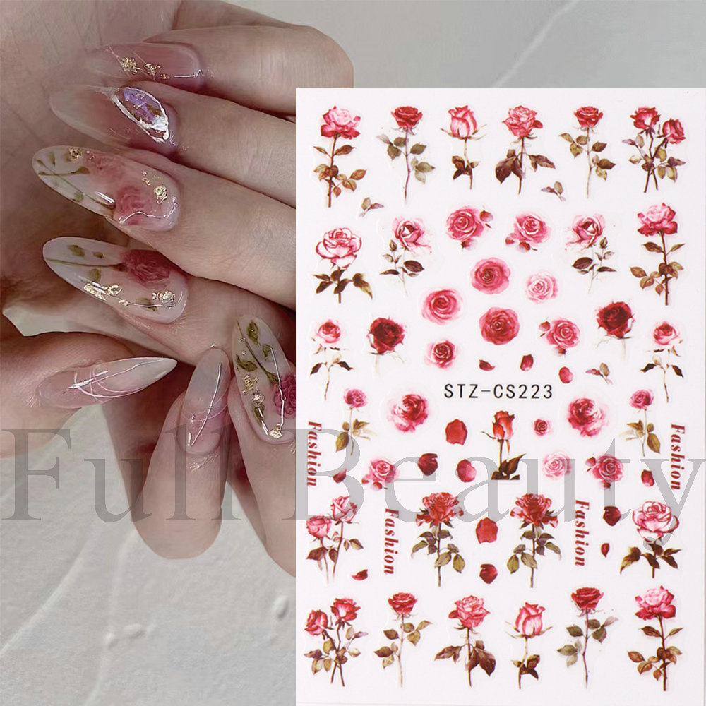 TSZS Nail Art Flower Daisy Embossed Stickers Nail Sliders Simple Floral Design Elegant Self Adhesive Nail Art Decals Decoration