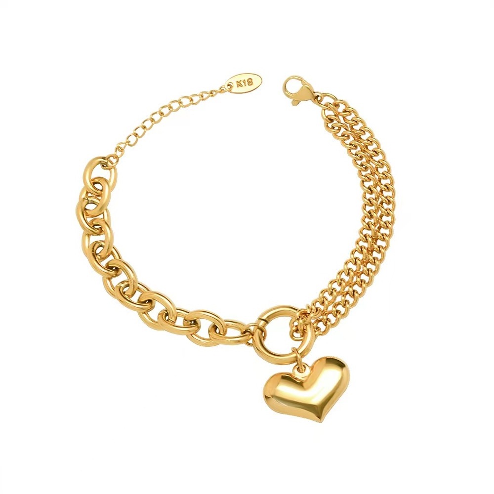 Stainless Steel Ladies Bracelet Sweet And Lovely Heart Shape Suitable For Girls To Match With Fashionable High-Quality Jewelry