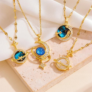 Wholesale Trend Fashionable Necklace Made In China Stainless Steel Gold Saturn Pendant Necklaces Jewelry Women