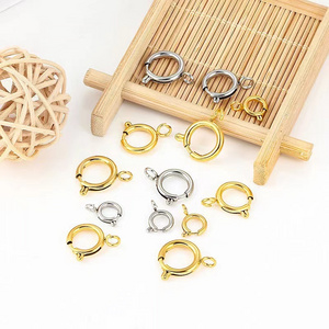 Stainless Steel 14k 18k Gold Plated Spring Ring Jewelry Clasp 6mm Clasp Ring For Jewelry Making With Flat Open Ring