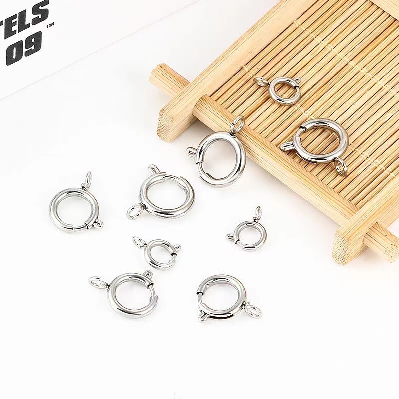 Stainless Steel 14k 18k Gold Plated Spring Ring Jewelry Clasp 6mm Clasp Ring For Jewelry Making With Flat Open Ring