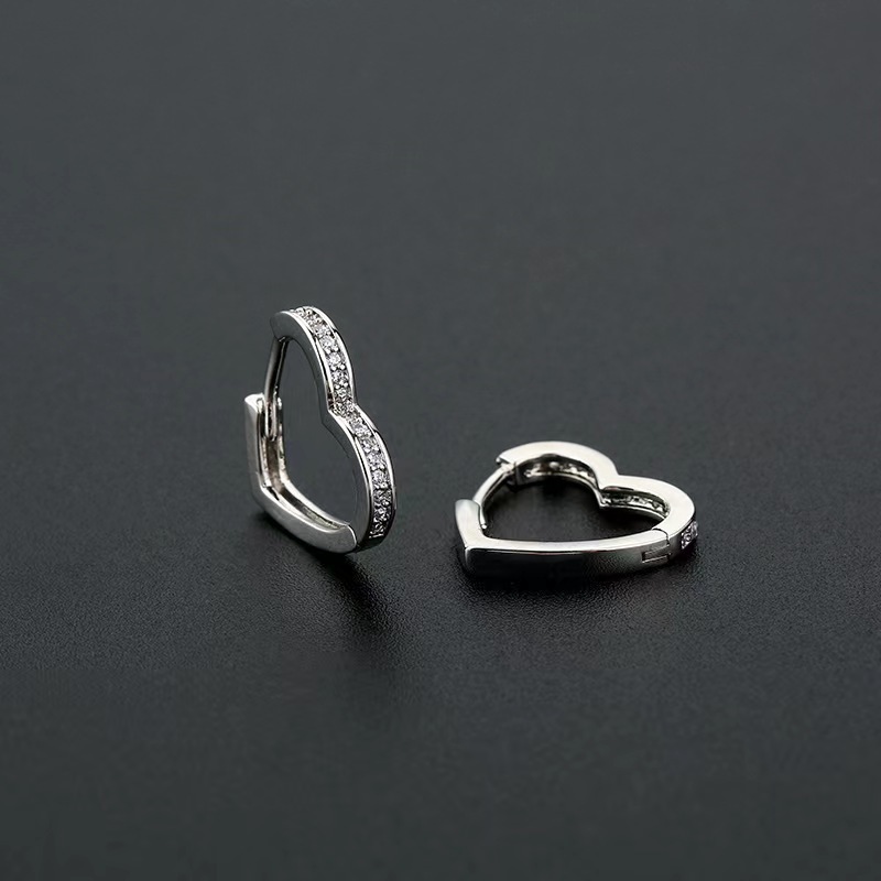 Fashion Jewelry 18k Gold Plated Love Heart Shaped Diamond Hoop Earrings For Earrings