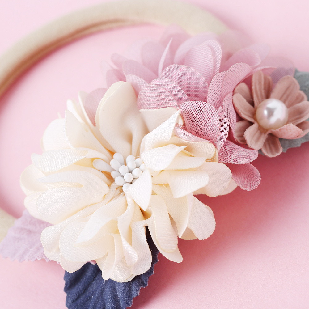 Baby Girl Flower Headbands Elastic Hair Band Crown Flower Wraps For Newborn Infant Toddler Hair Garland Wedding Headpiece