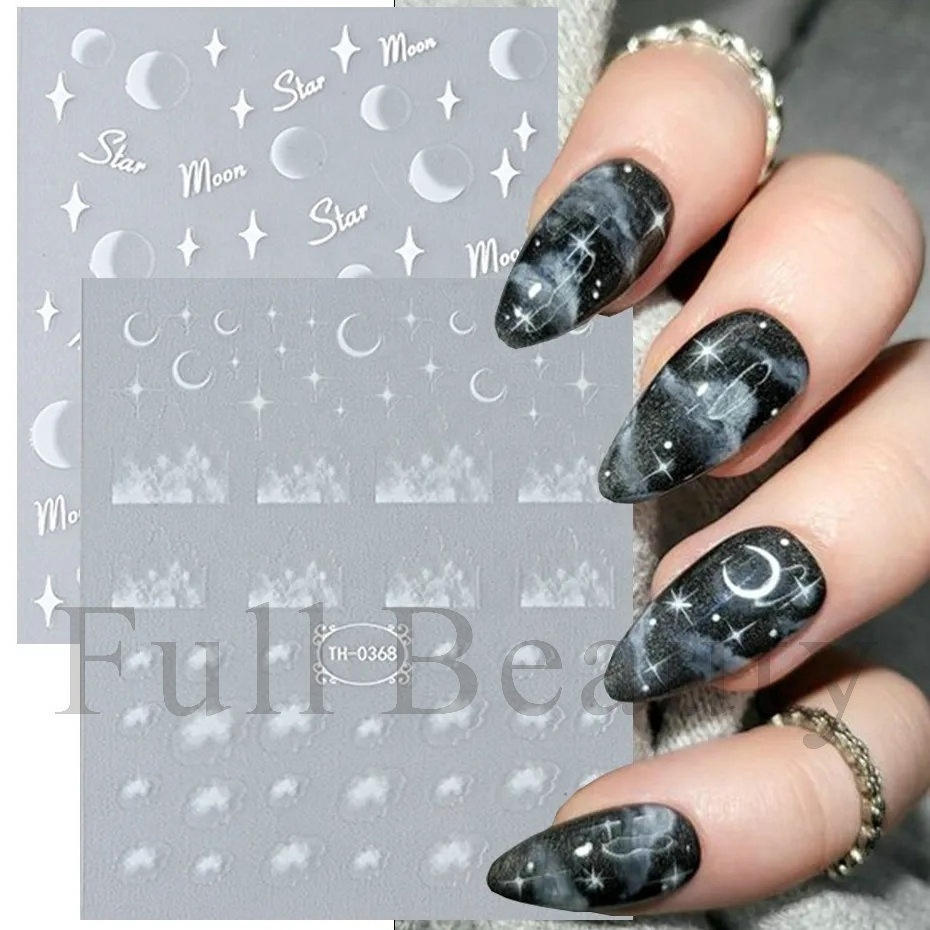 Wholesale New Design 3D Frosted Stickers Decal for Nail Art Decorations DIY Clouds Stars Moon Nail Stickers Nail Charms