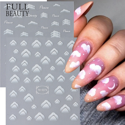 Wholesale New Design 3D Frosted Stickers Decal for Nail Art Decorations DIY Clouds Stars Moon Nail Stickers Nail Charms