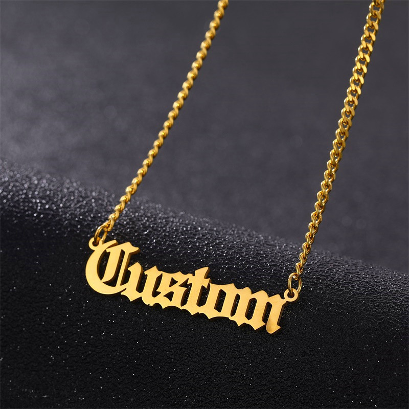 Personalized Custom Name Necklace Gold Plated Stainless Steel Jewelry Cuban Chain Nameplate Pendant Necklace