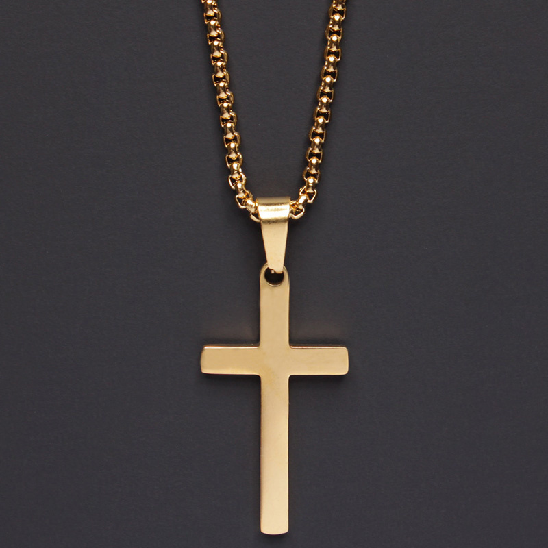 Stainless Steel Classic Cross Necklace Fashion Men Jewelry Cross Pendant Necklace For Gift