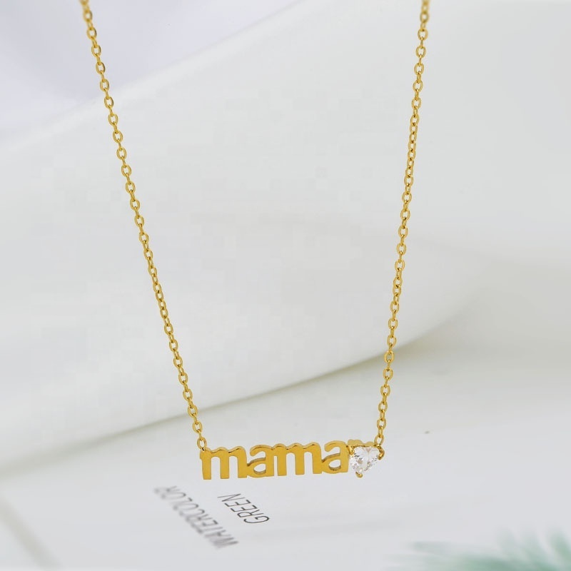 18K Gold Plated Mama Name Necklace Stainless Steel Fashion Jewelry Mother's Day Gift Mom Mum Mommy  Charm Necklace