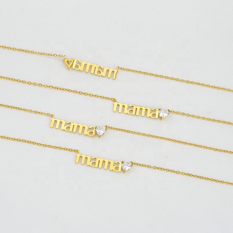 18K Gold Plated Mama Name Necklace Stainless Steel Fashion Jewelry Mother's Day Gift Mom Mum Mommy  Charm Necklace