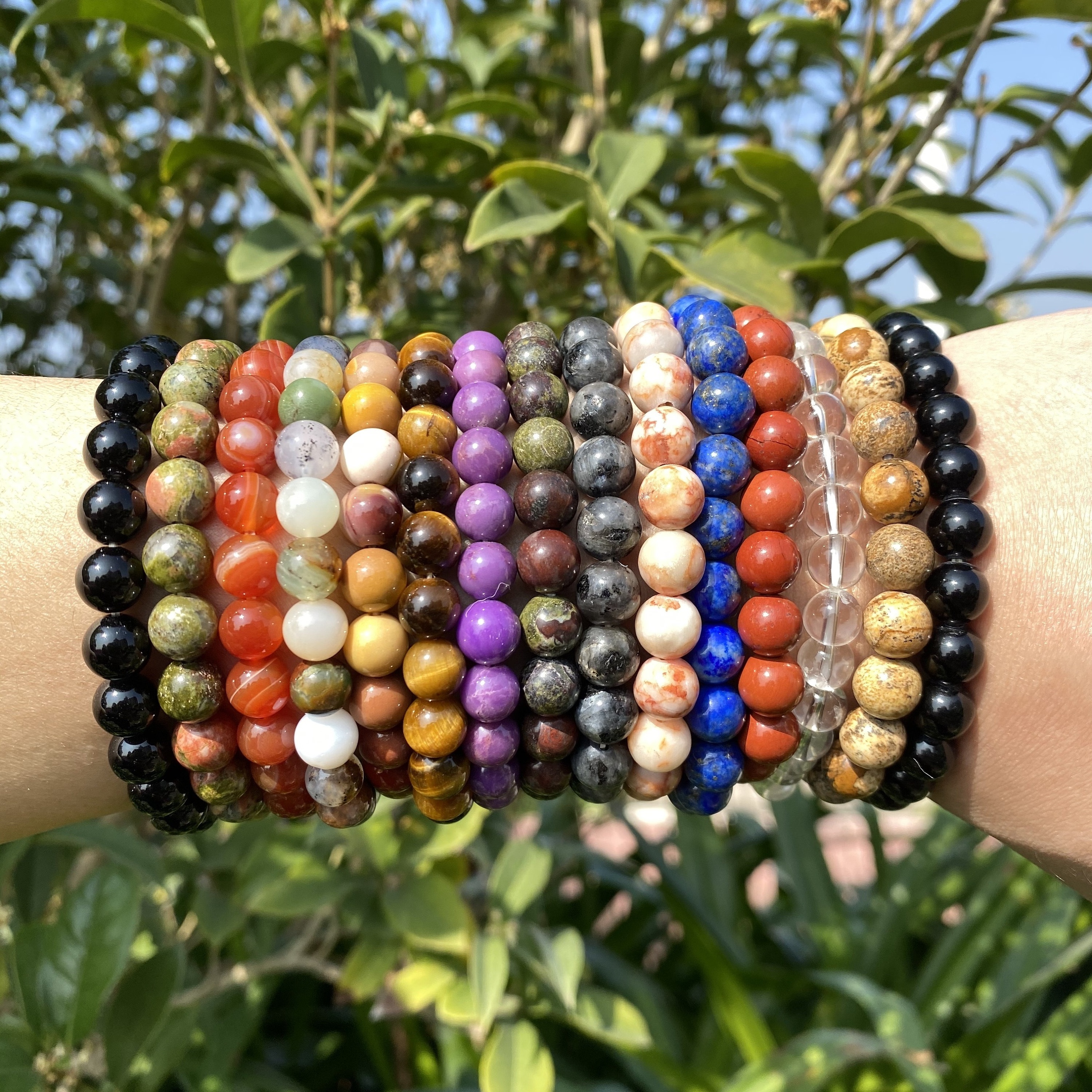 new arrival fengshui natural Genuine Gemstone Round Beaded Healing Crystal Bracelet ,handmade men women stretchy beads bracelet