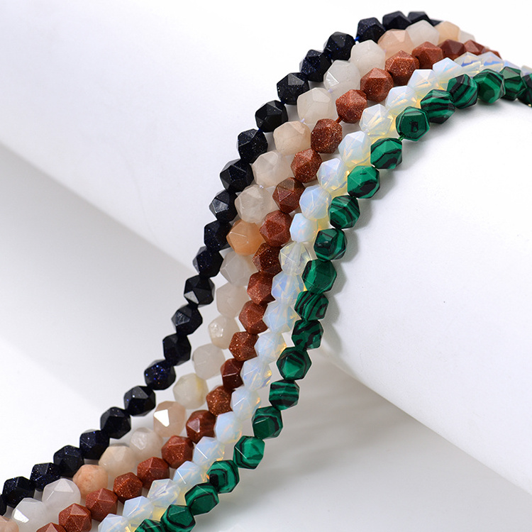 Wholesale Faceted Malachite Opal Blue/Gold Sand Pink Aventurine Beads Natural Stone Loose Beads For Making Jewelry 15