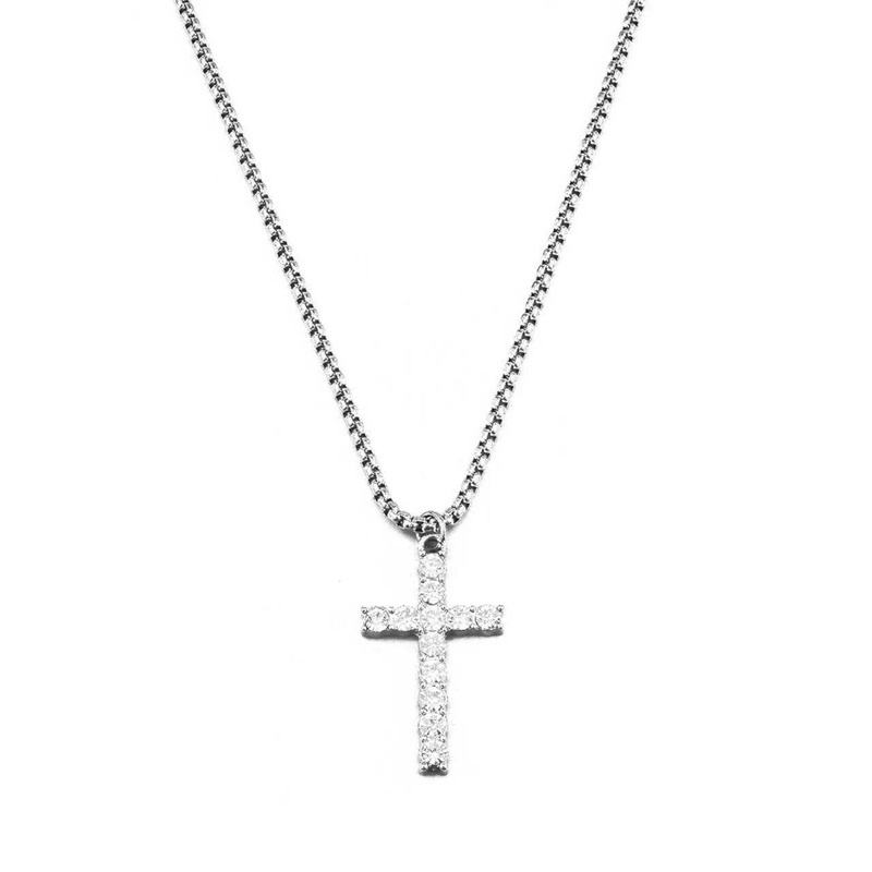 Diamond  Cross Pendant Necklace Jewelry Stainless Steel Men Cross Necklace for Man