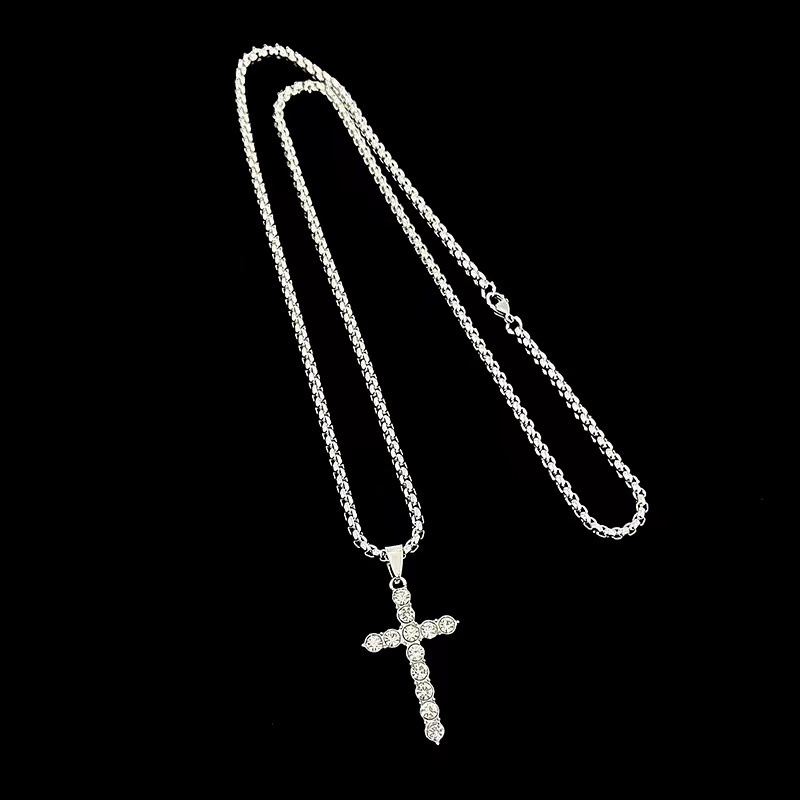 Diamond  Cross Pendant Necklace Jewelry Stainless Steel Men Cross Necklace for Man