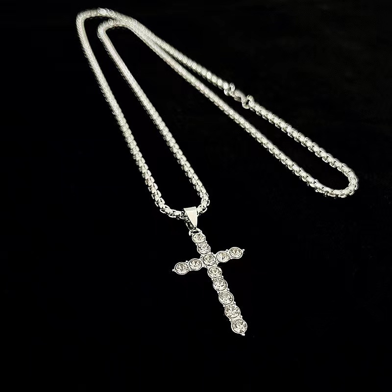 Diamond  Cross Pendant Necklace Jewelry Stainless Steel Men Cross Necklace for Man