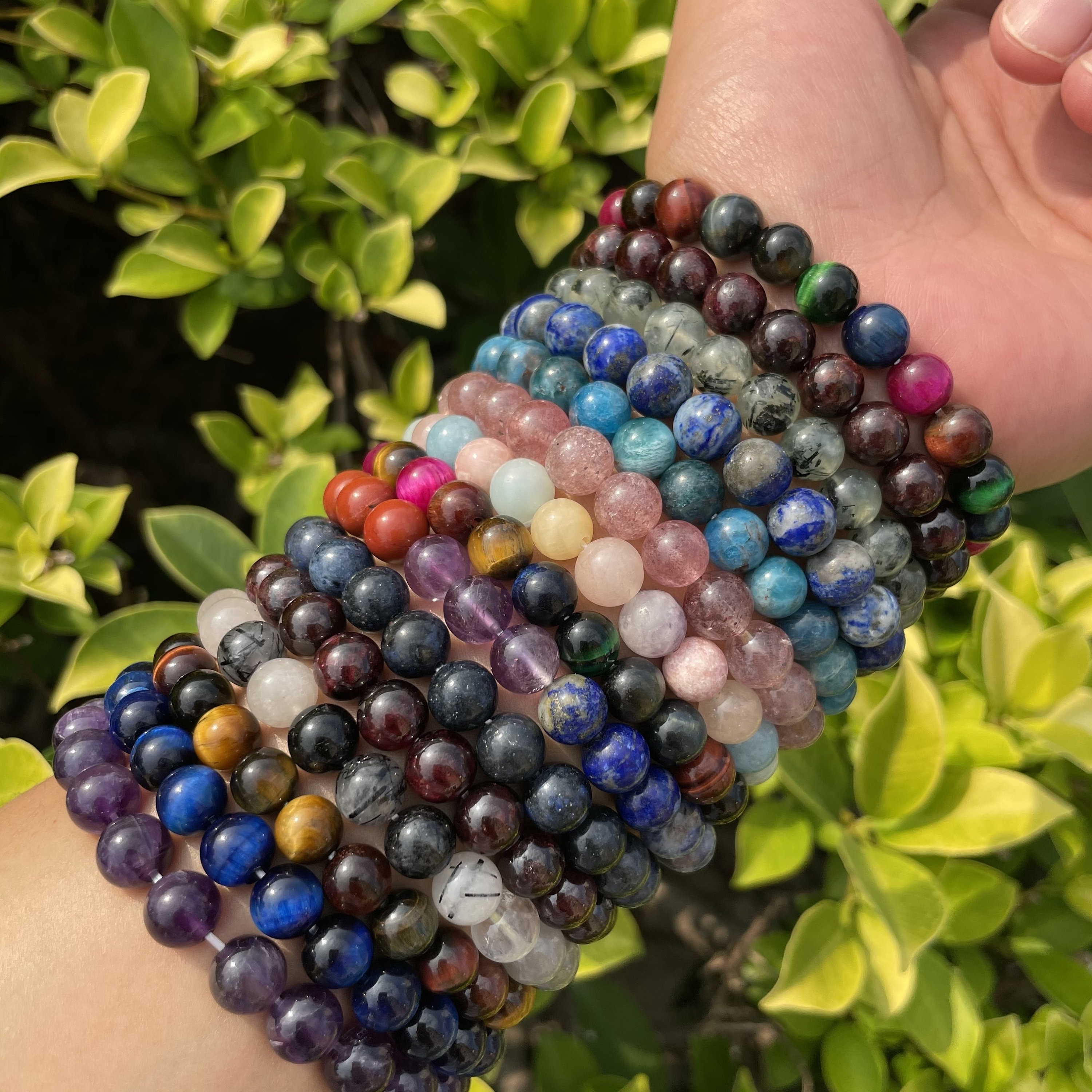 new arrival fengshui natural Genuine Gemstone Round Beaded Healing Crystal Bracelet ,handmade men women stretchy beads bracelet