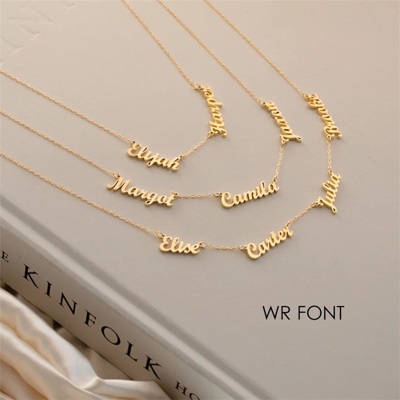 Wholesale Jewelry 14k 18k Letter Pendant Silver Custom Stainless Steel Personalized Gold Name Plate Necklace Personalised