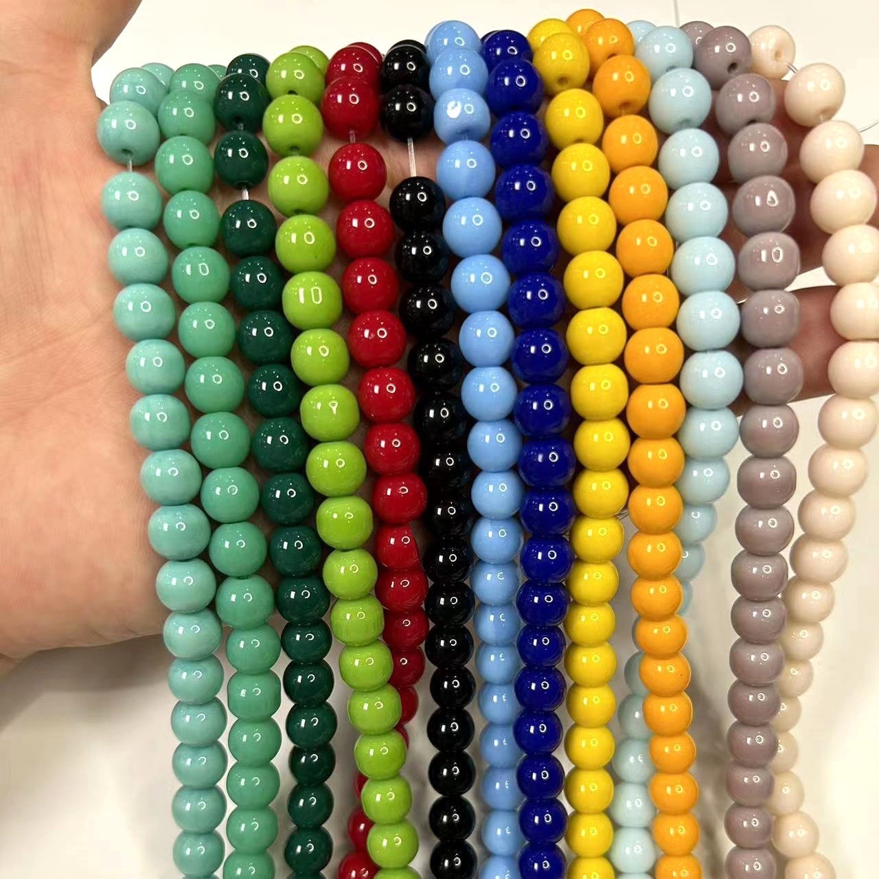 High Quality 8mm Porcelain Glossy Finish Glass Round Loose Bead Natural Stone Beads For DIY Bracelet Necklace Jewelry Findings