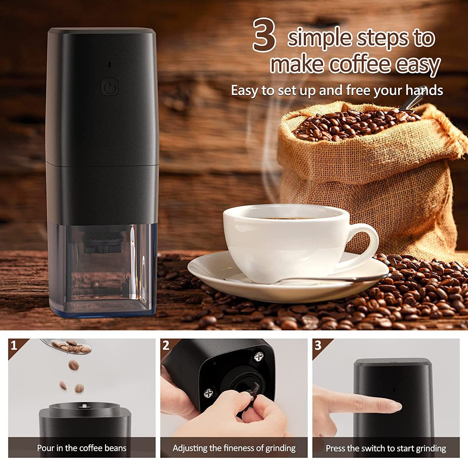 electric USB rechargeable coffee grinder coffee mill new style