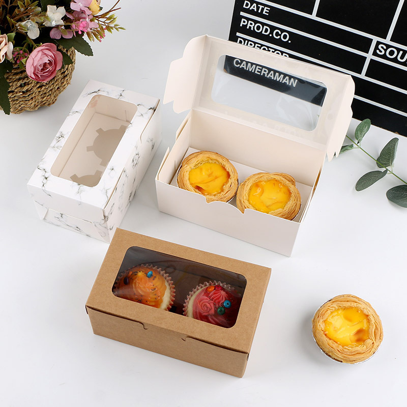 OMT White 6 Hole Caja Para Cupcake Cheese cake Pancake Mousse Cakesicle Packaging Boite Gateau Jetable Box With Clear Window Lid