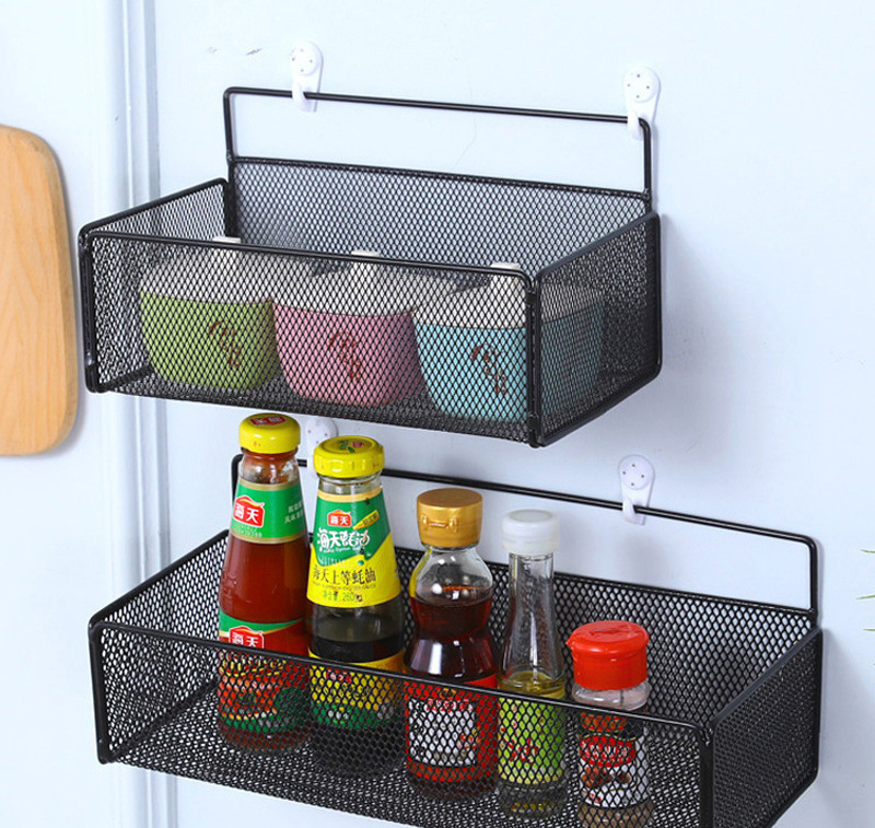 Hot sell kitchen iron art receive basket buy frame , bathroom bedroom upper and lower bunk wall hanging storage basket