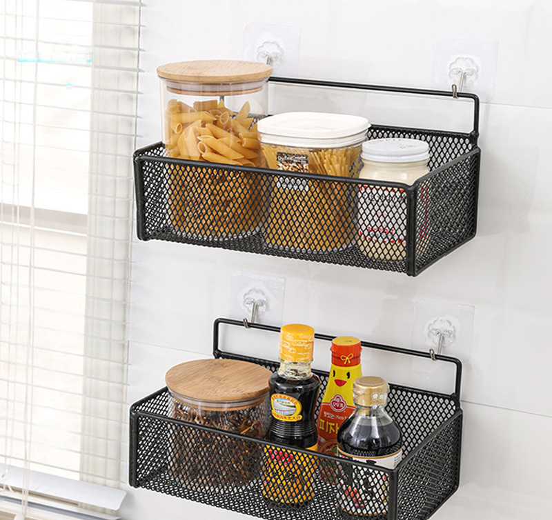 Hot sell kitchen iron art receive basket buy frame , bathroom bedroom upper and lower bunk wall hanging storage basket