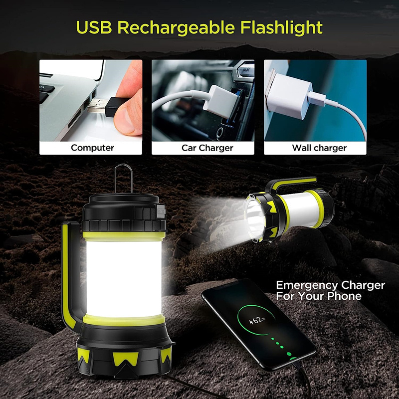 Outdoor High Power Portable Handheld Lamp With Power Display Power bank Function Rechargeable Flashlight For Camping Hiking